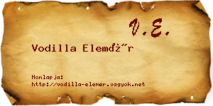Vodilla Elemér névjegykártya